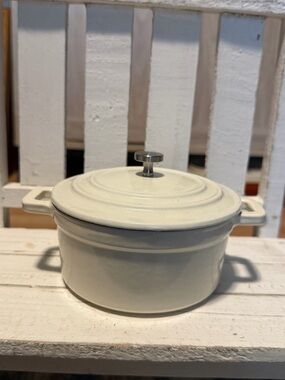 Hearth & Hand with Magnolia Enameled Cast Iron Mini Dutch Oven -Sour Cream White